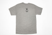 Back of gray t-shirt with Tappy Feet Tap Shoe Logo on it.